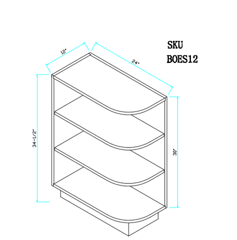Base Cabinet Open Shelf 12"WX24"DX34.5"H