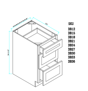 Base Three Drawers Cabinet 12"WX24"DX34.5'H