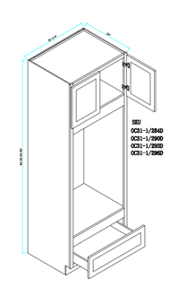 Double Oven Cabinet 31.5"WX24"DX93"H (Opening:30"WX49"H)