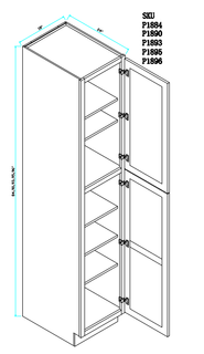 Tall Pantry Cabinet 18"WX24"DX96"H