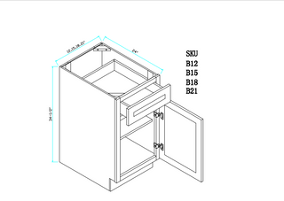 Base Cabinet 21"WX24"DX34.5"H