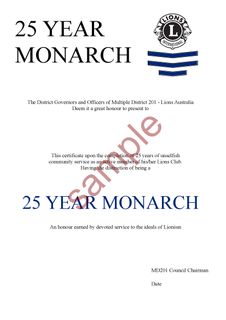 Monarch Certificate