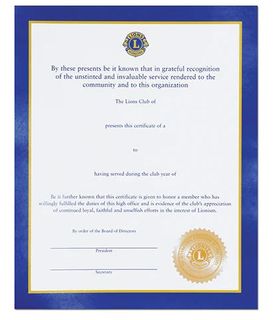 General Officer Certificate
