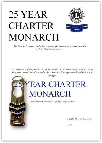 Charter Monarch Tab & Certificate
