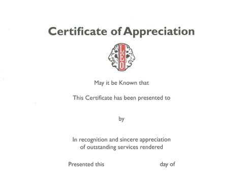 Leo Appreciation Certificate