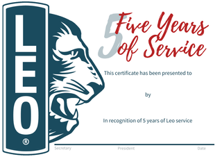 Leo Service Certificate