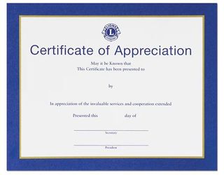 Certificate Of Appreciation