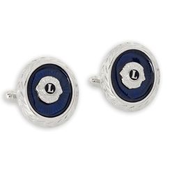 Silver and Blue Cuff Links