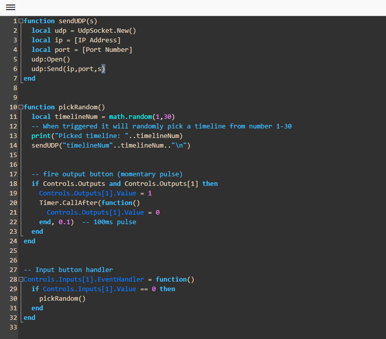 Trigger Randomised Pharos Timelines from QSYS