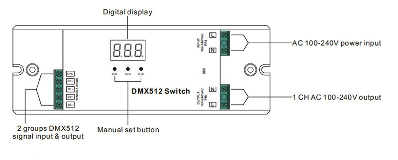 DMX 1CH Relay Switch; 5A; 230VAC