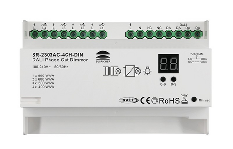 4 Channel Phase Dimmer; 1.8A ch; TE; DALI; DinRail