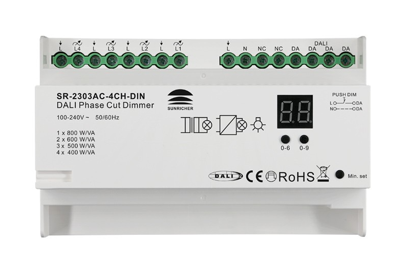4 Channel Phase Dimmer; 1.8A ch; TE; DALI; DinRail