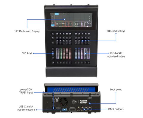Tour Wing; 12" Display; RGB Keys; RGB Motorised Faders; U Keys; 12 Universe