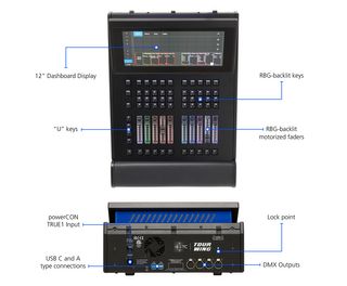Tour Wing; 12" Display; RGB Keys; RGB Motorised Faders; U Keys; 12 Universe