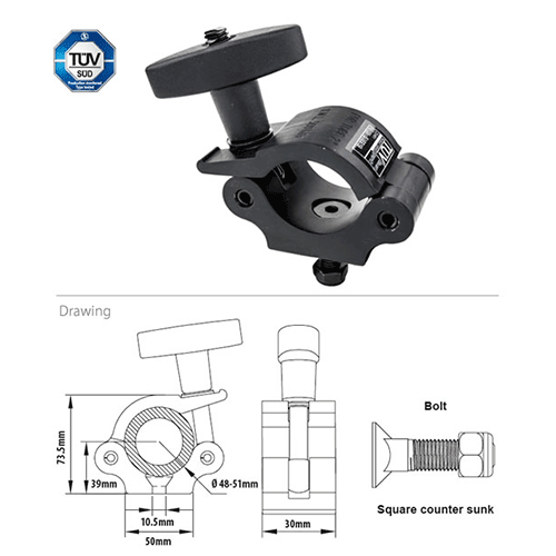 Half Coupler Black with "T" Handle