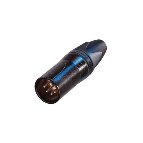 Neutrik 5 Pin Male Cable Connector with Black Housing and Gold Contacts.