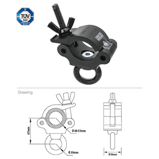 Half Coupler Aluminium with M12 Ring Black