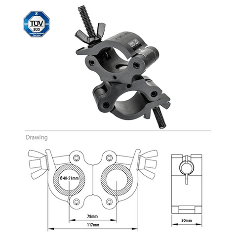 Swivel Coupler Aluminium Black