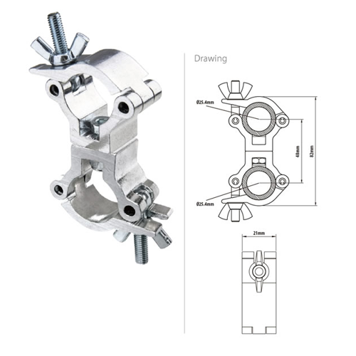 Mini Swivel Coupler for 1" tube Silver