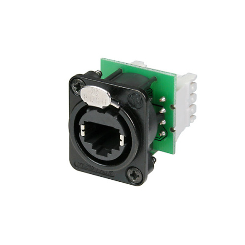 Neutrik Panel mount receptacle with IDC 110 punch down terminals, black D-shape