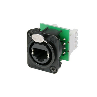 Neutrik Panel mount receptacle with IDC 110 punch down terminals, black D-shape