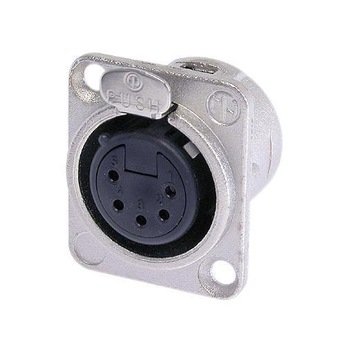 Neutrik 5 Pin Female Panel Mount with Nickel Housing and Silver Contacts