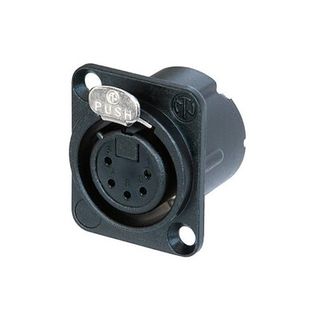 Neutrik 5 Pin Female Panel Mount with Black Housing and Gold Contacts