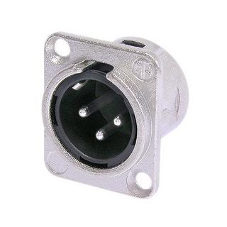 Neutrik 3 Pin Male Panel Mount with Nickel Housing and Silver Contacts