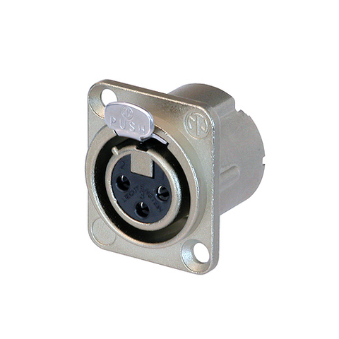 Neutrik 3 Pin Female Panel Mount with Nickel Housing and Silver Contacts