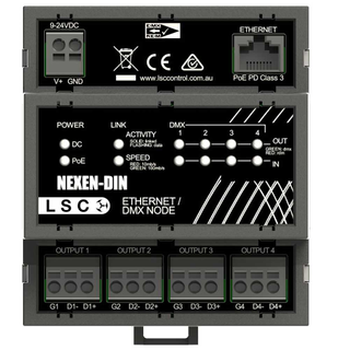 NEXEN-DIN 4port Ethernet-DMX/RDM node push terminals for DMX