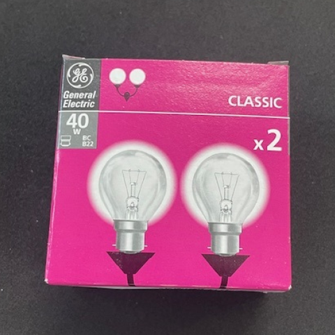 40w 240v Clear Lamp BC (pkt of 2)