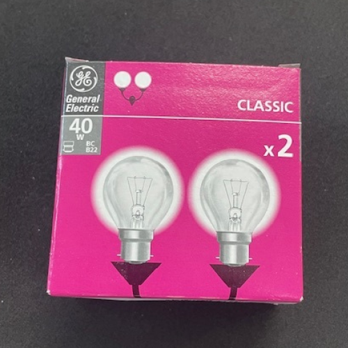 40w 240v Clear Lamp BC (pkt of 2)
