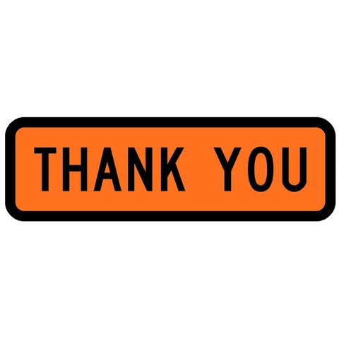 Sign Supplement "Thank You" 900x300mm