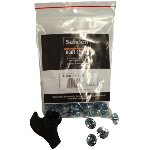 Stainless Steel Boot Spikes - pack of 60 with key