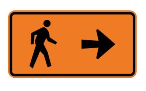 Sign Supplement "Pedestrian Detour with Right Arrow" 900x450