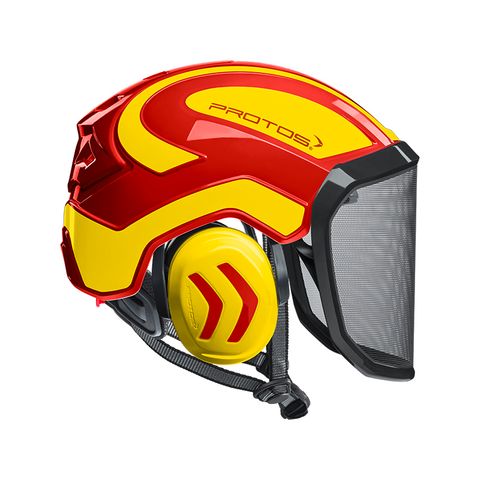 PROTOS® Integral Arborist Helmet - Red/Yellow