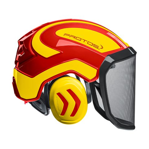 PROTOS® Integral Forestry Helmet - Red/Neon-Yellow