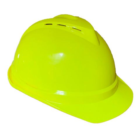 MSA Vented Helmet Fluoro Yellow