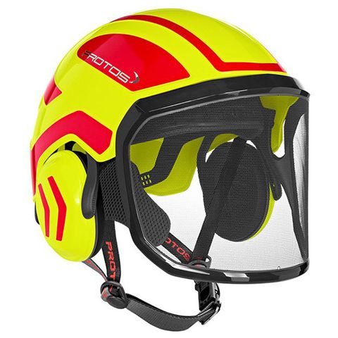 PROTOS® Integral Arborist Helmet - Neon Yellow/Red