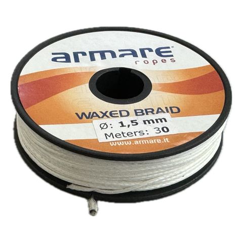 Armare 1.5mm Waxed Braid Whipping Twine 30m - White