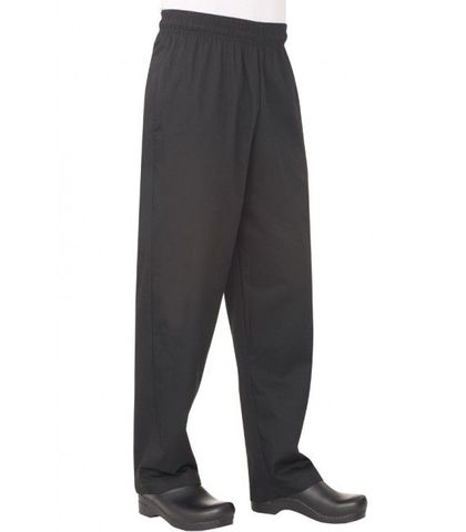 Black Poly/Cotton Baggy Chef Pants L