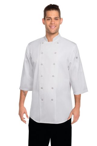 3/4 Sleeve Chef Shirt - White M