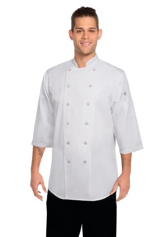 3/4 Sleeve Chef Shirt - White XS