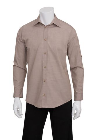 Mens Chambray Ecru Shirt L