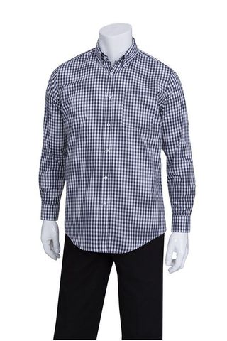 Mens Navy Gingham Dress Shirt M