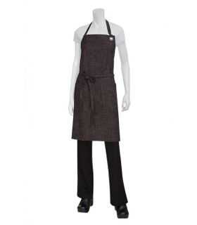 Corvallis Crosshatch Bib Apron - Black/Burgundy