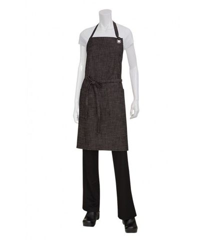 Corvallis Crosshatch Bib Apron - Black/Burgundy