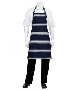 Navy Butcher Stripe Bib Apron