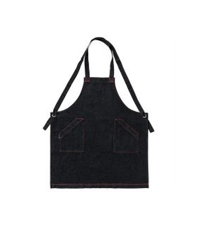 Denim Bib Apron with Crossover Ties Black 86 x 100cm D11