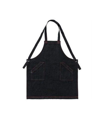 Denim Bib Apron with Crossover Ties Black 86 x 100cm D11